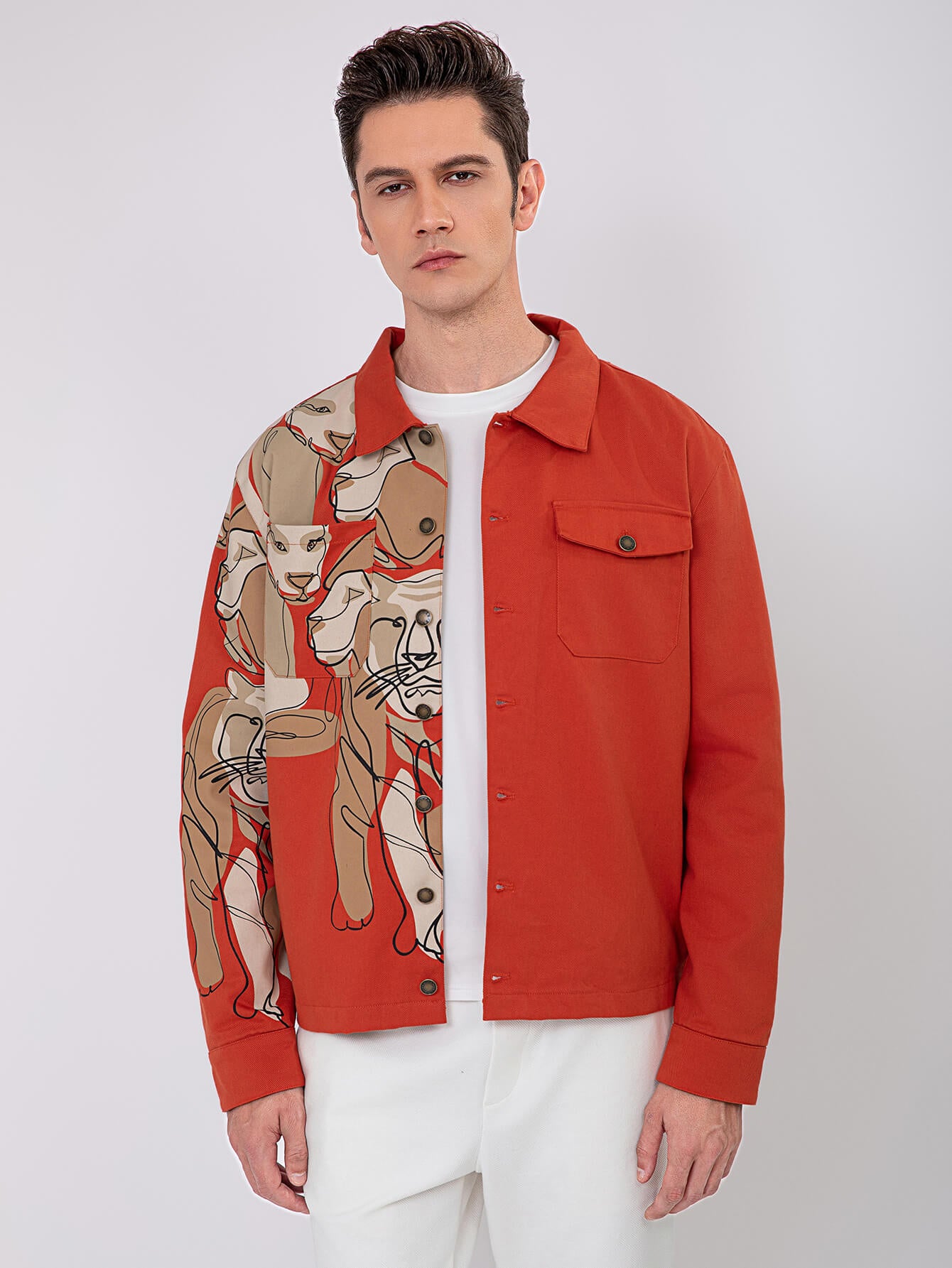 TWILL DENIM JACKET BURNT ORANGE