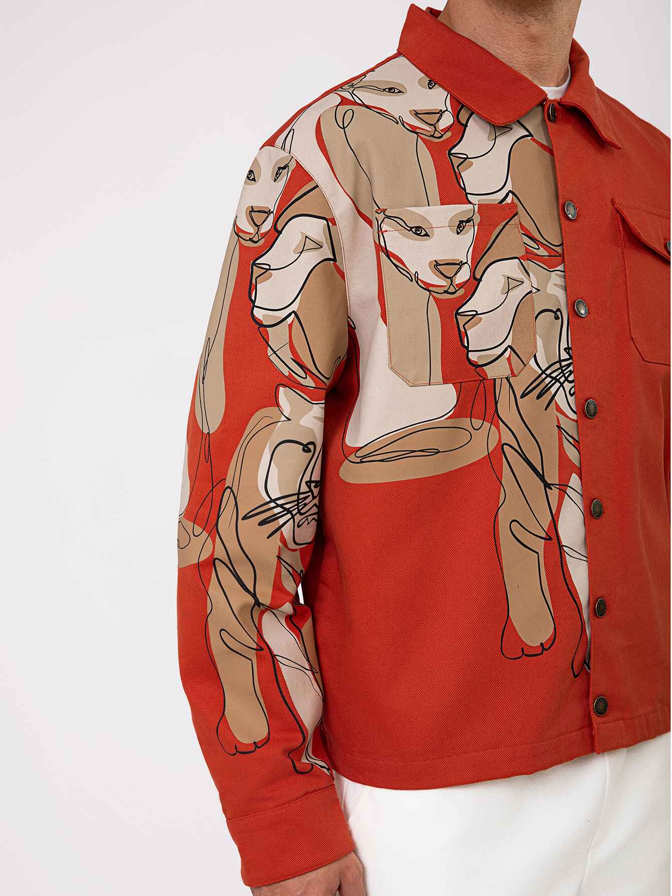 TWILL DENIM JACKET BURNT ORANGE