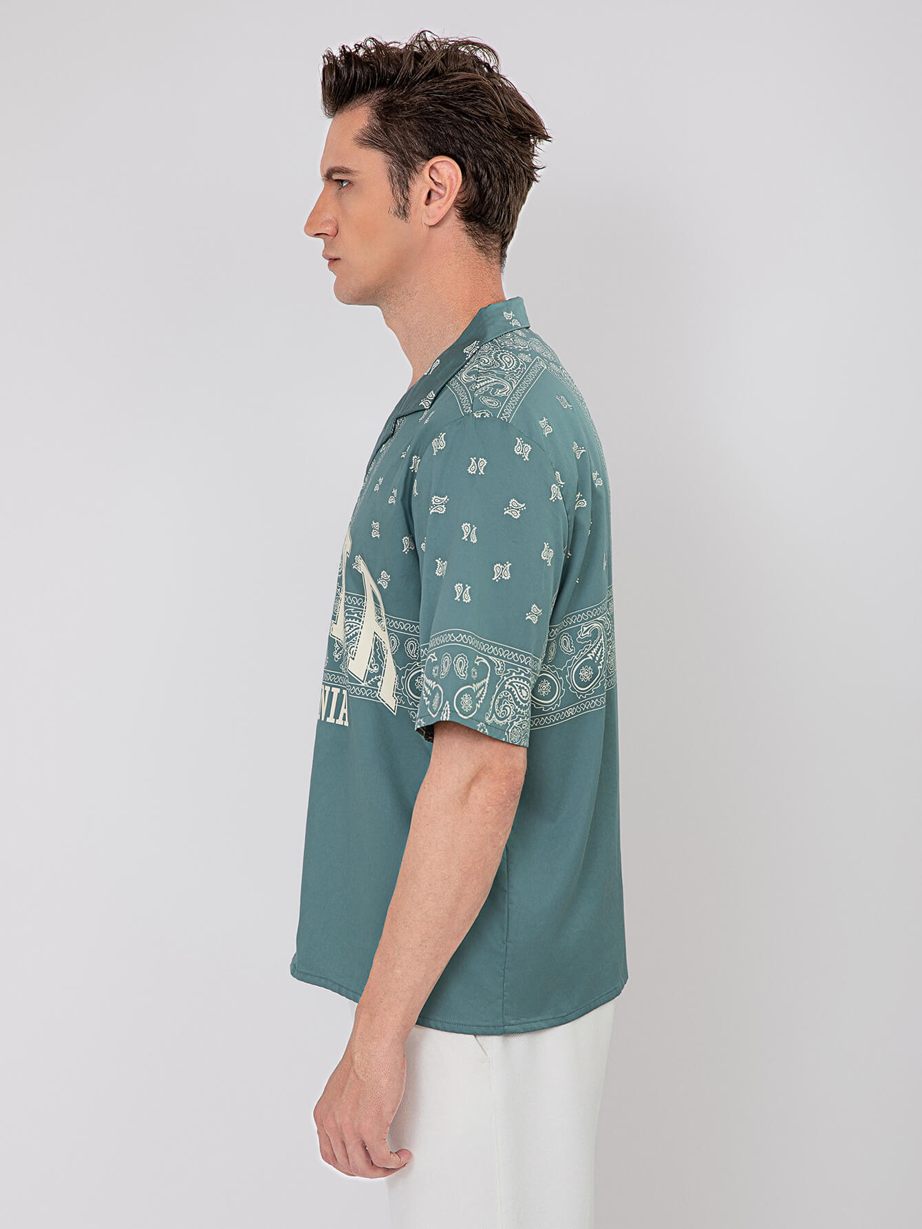 TAPESTRY BANDANA SHIRT GREENISH-BLUE